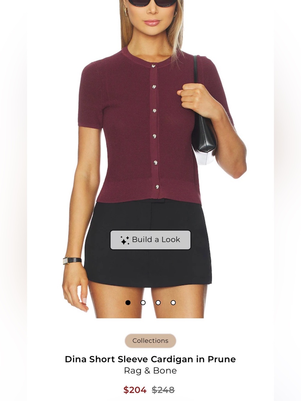 rag & bone Wine Crewneck Short-Sleeve Sweater. worn once